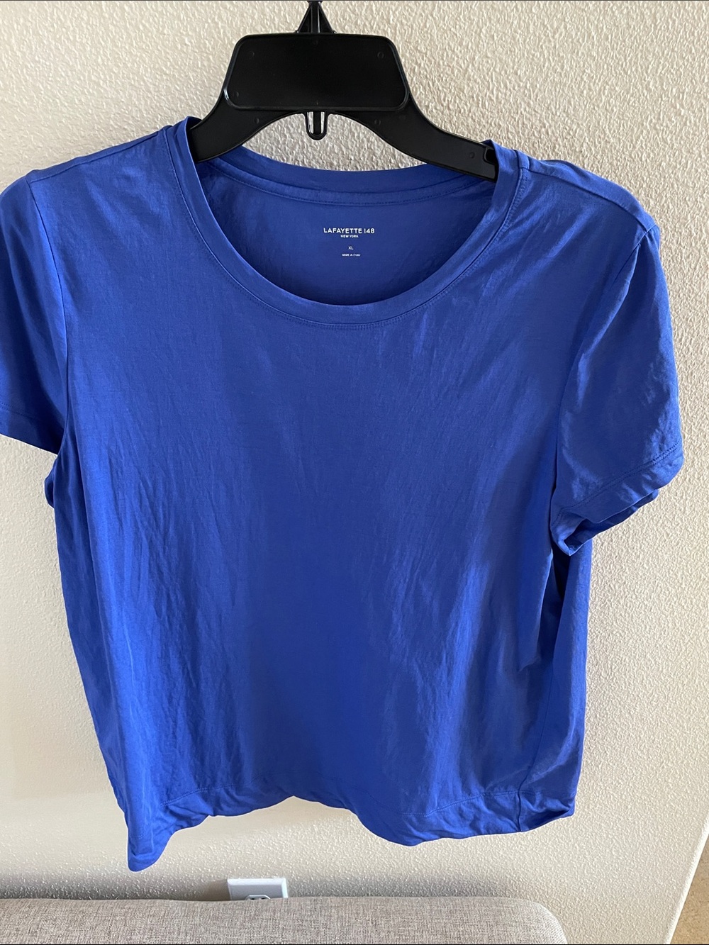 Lafayette 148 New York Cobalt Blue Short Sleeve Crewneck Tee XL